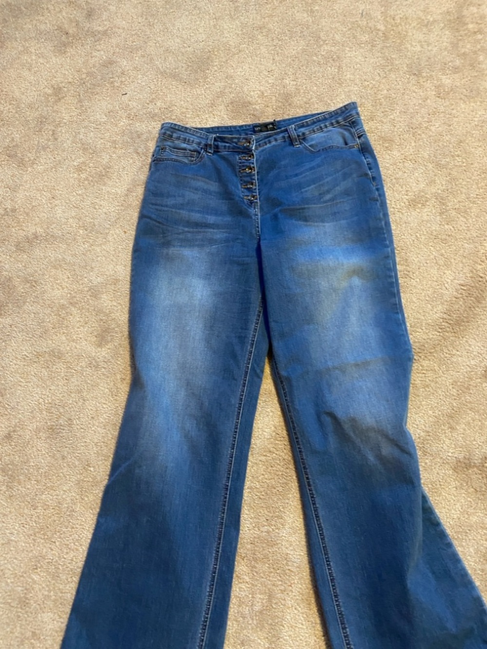 long tall sally Wide-Leg Button-Fly Jeans in Blue Denim